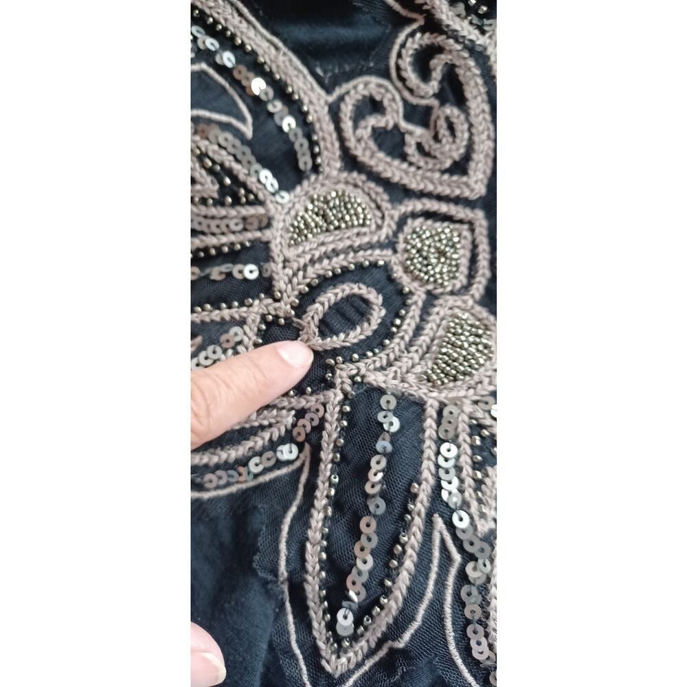 Rock & Republic Sz Large Black Sequin Beaded Racerback Tank Top Embellished Y2K - Picture 8 of 9
